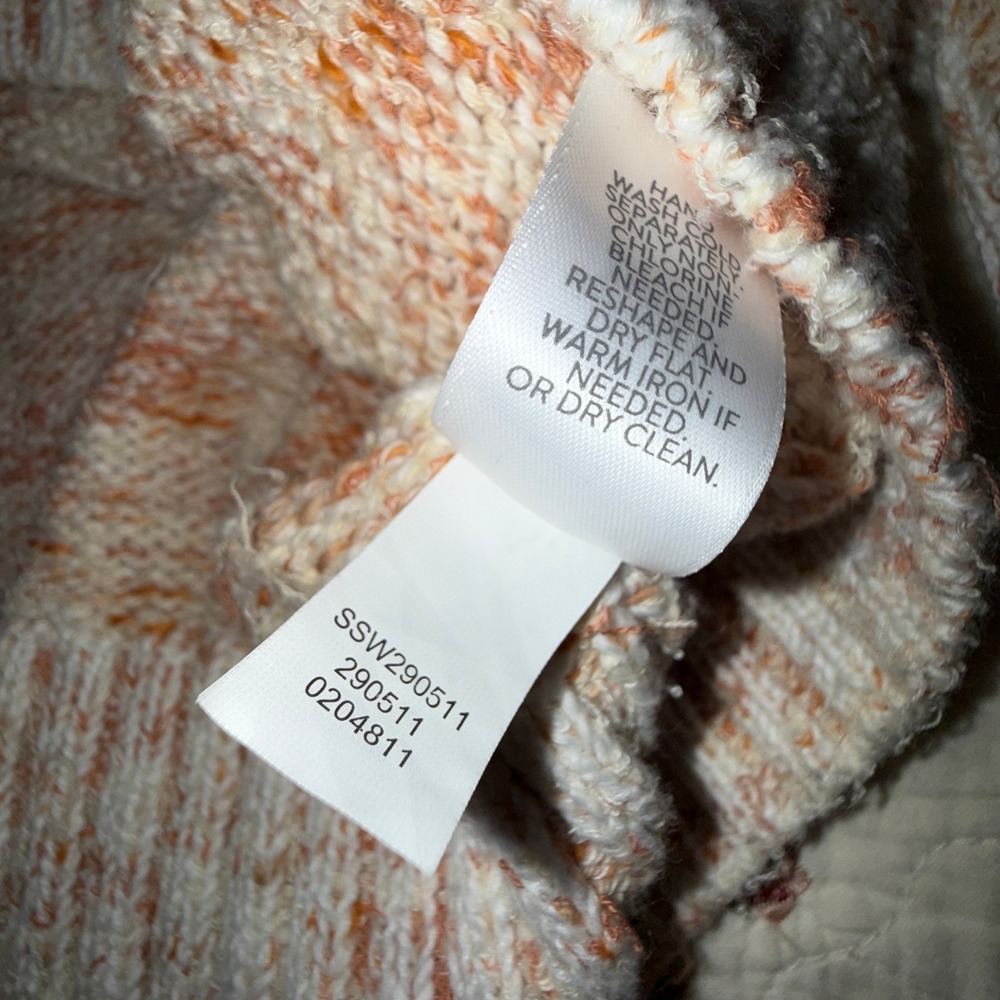 J.Jill Chunky Knit Sweater XL Cream Flecked Cotton‎ Blend Cozy Pullover Neutral - Picture 7 of 9